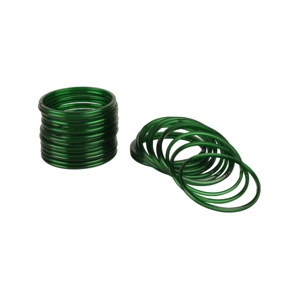 Abhinn Resam Plain Glass Bangle Set (Size: 2-4, Green)