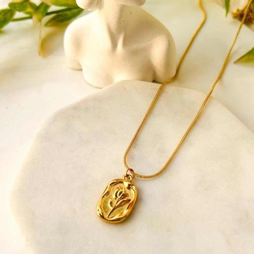 Jewels Galaxy Rose Pendant with Chain (Golden)