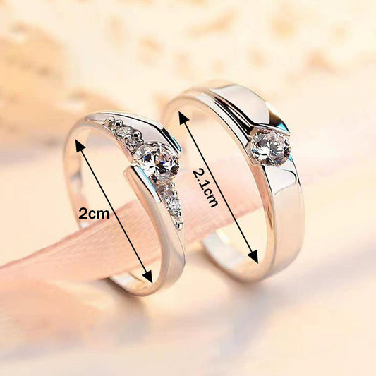 Jewels Galaxy Adjustable Studded Couple Rings (Silver)