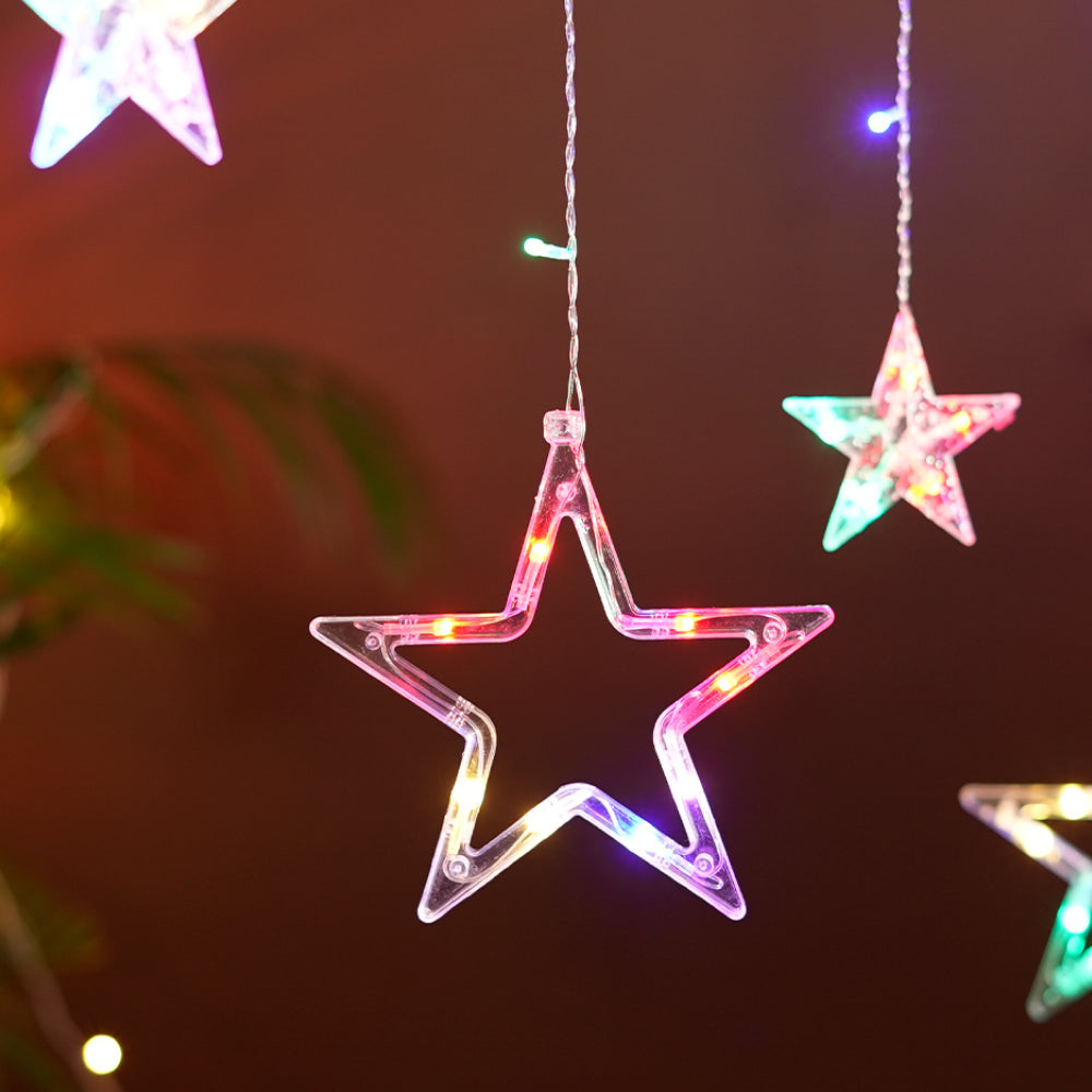 Multicolour Curtain String Lights (Star, 2 W) - Parax