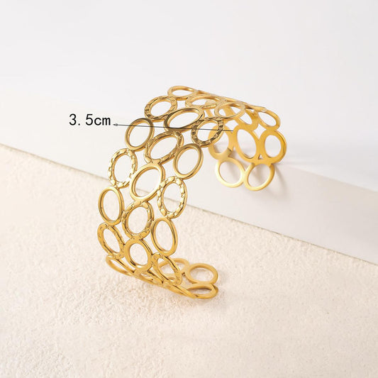 Designs & You Gold Plated Halo Link Cuff Bracelet (Golden)