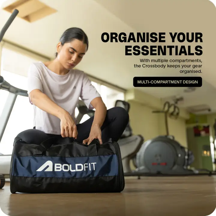 Boldfit Sports Gym Duffle Bag For Men (Polyester, Black)