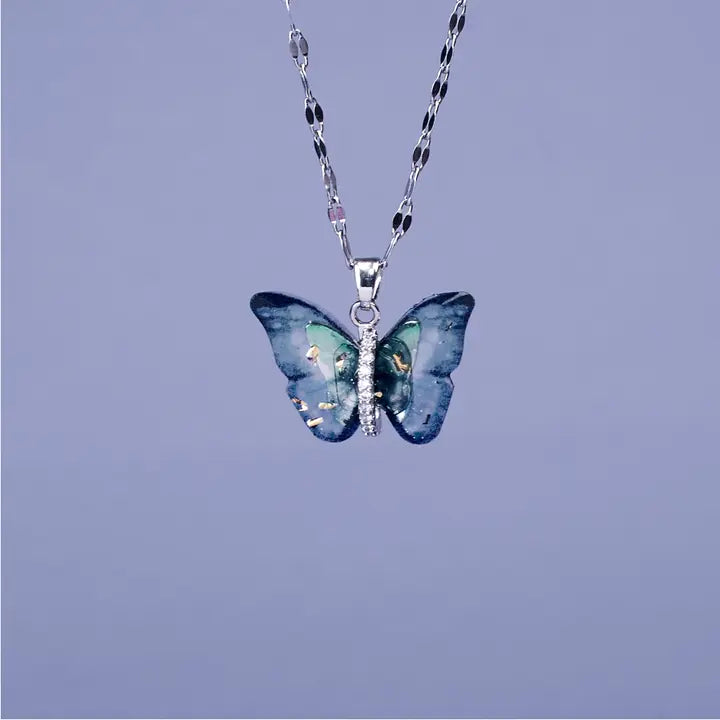 Salty Winged Beauty Pendant with Chain (Blue)