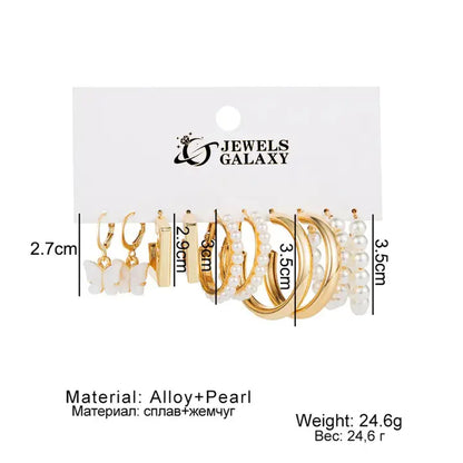Jewels Galaxy Gold Plated Studs & Hoop Earrings Sets (Golden)