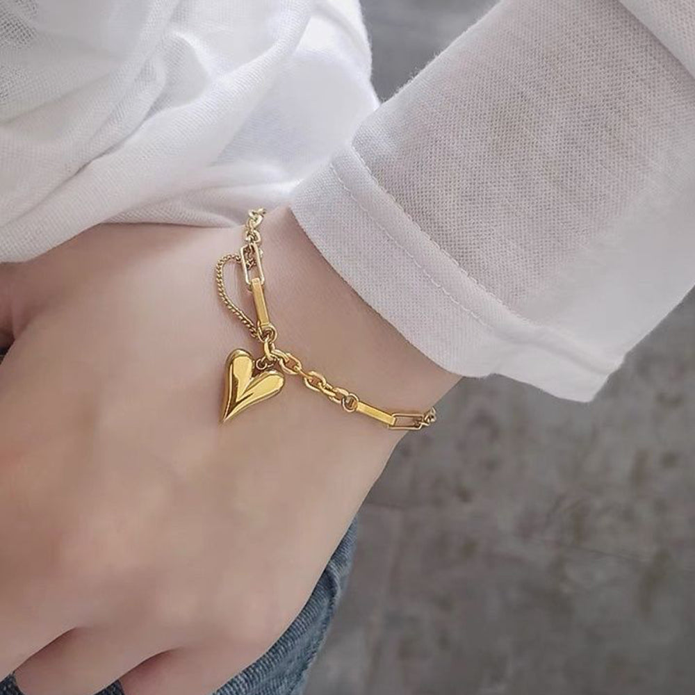 Designs & You Heart Charm Wraparound Bracelet (Golden)