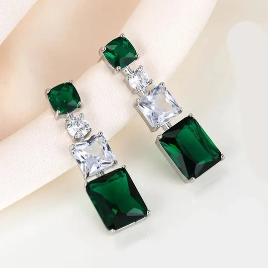 Designs & You Silver Plated Drop Earrings (Green)