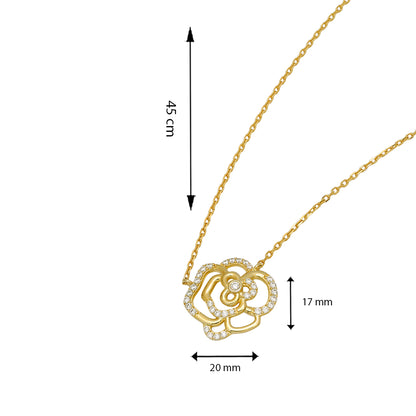 Carlton London CZ Rose Pendant with Chain (Golden)