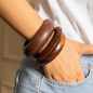 PANASH Handcrafted Wooden Bangle Set (Size: 2-6, Brown)
