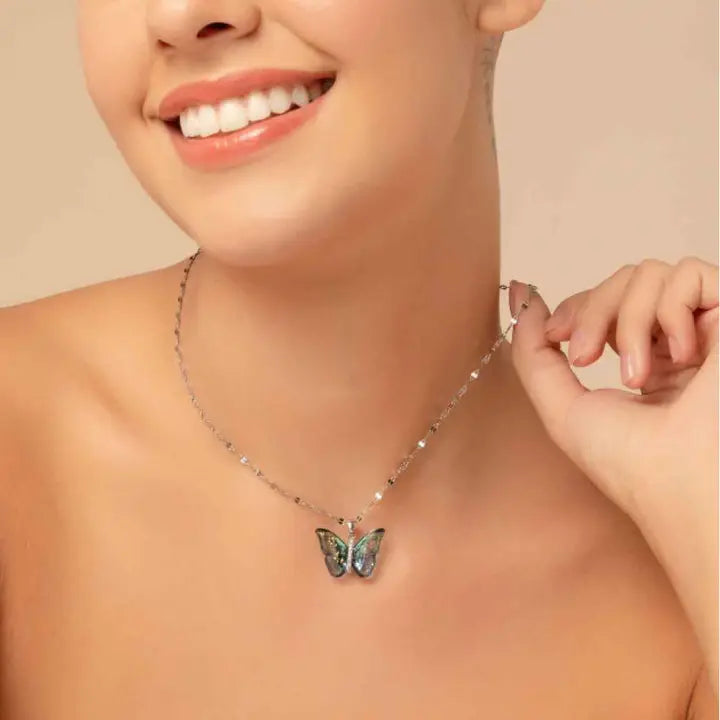 Salty Winged Beauty Pendant with Chain (Blue)