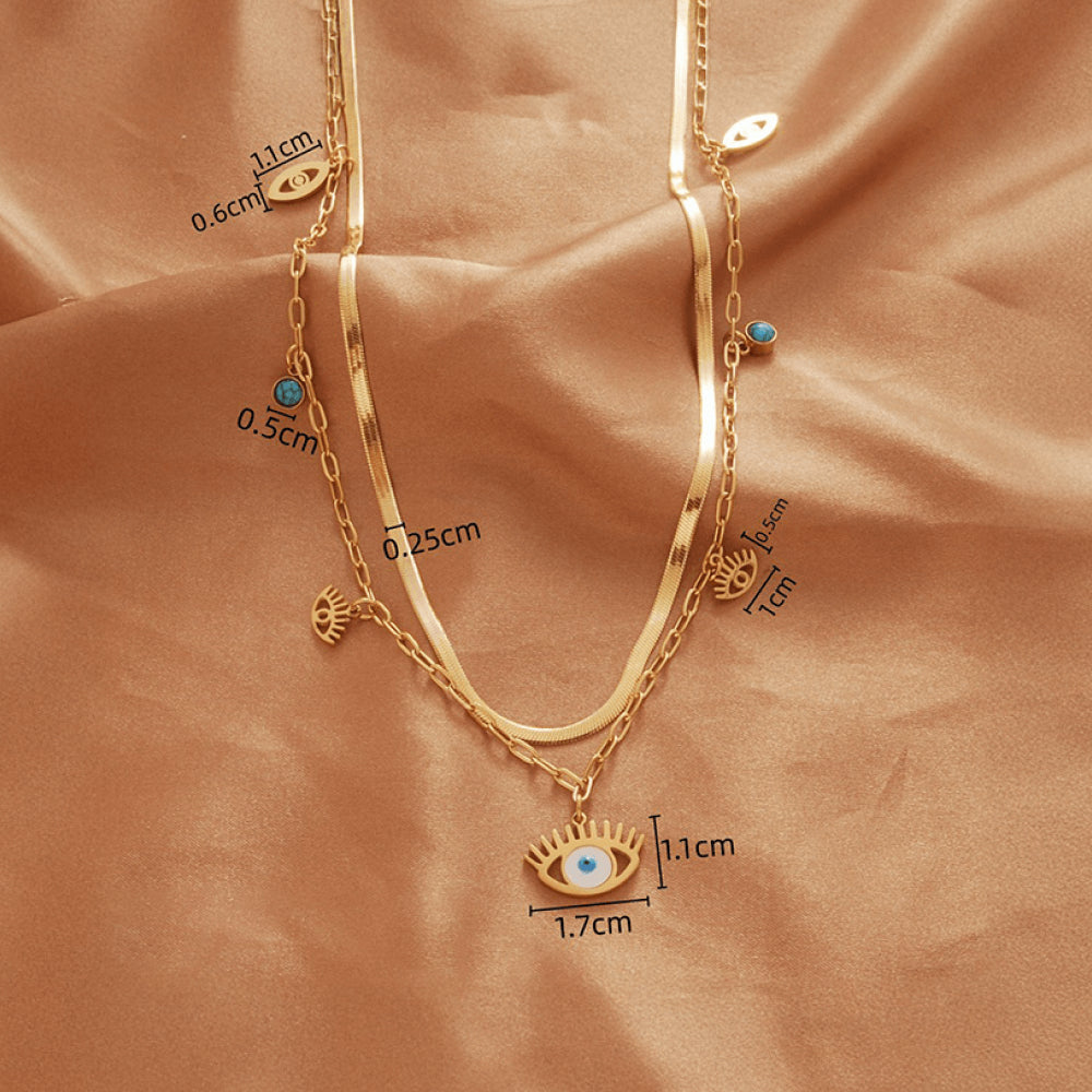 Designs & You Evil Eye Layered Necklace (Golden)