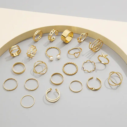 Jewels Galaxy Gold Plated 22 pcs Stackable Rings (Golden)