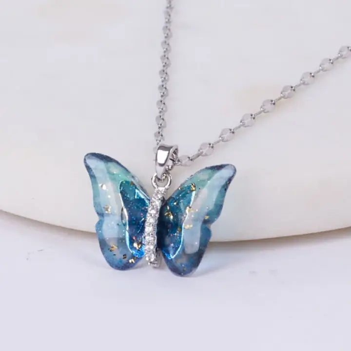 Salty Winged Beauty Pendant with Chain (Blue)