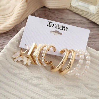 Jewels Galaxy Gold Plated Studs & Hoop Earrings Sets (Golden)