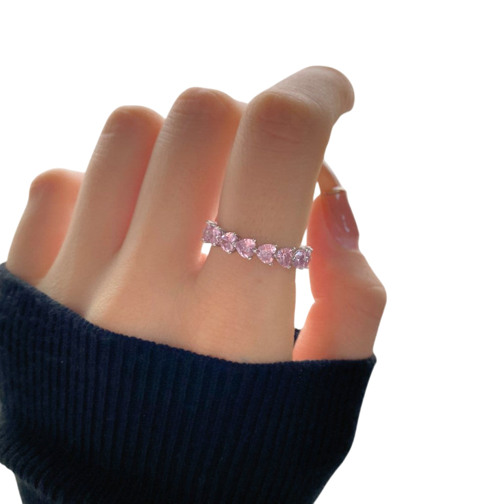 Designs & You Heart Shaped Contemporary Ring Contemporary Ring (Pink)