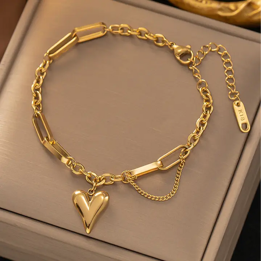 Designs & You Heart Charm Wraparound Bracelet (Golden)