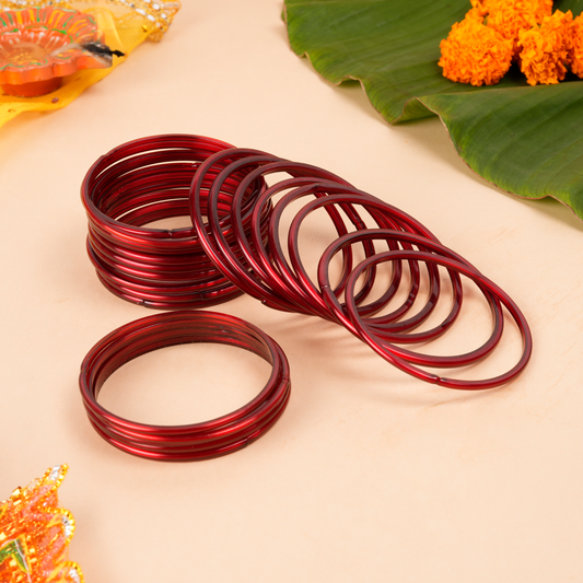 Aarunya Creations Glass Bangle Set (Size: 2-4, Maroon)