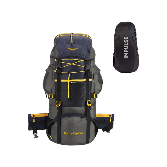 Impulse Banyan Polyester Rucksack with Rain Cover (Black, Grey)