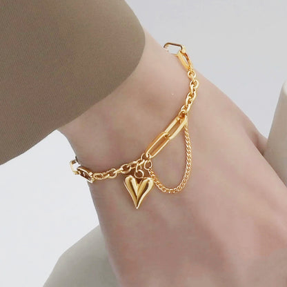 Designs & You Heart Charm Wraparound Bracelet (Golden)