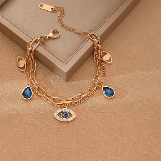 Designs & You Evil Eye Multistrand Bracelet (Rose Gold)