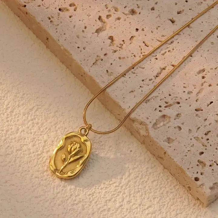 Jewels Galaxy Rose Pendant with Chain (Golden)