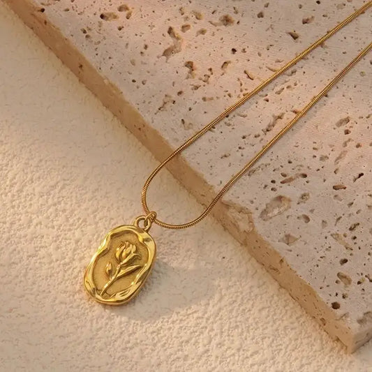 Jewels Galaxy Rose Pendant with Chain (Golden)