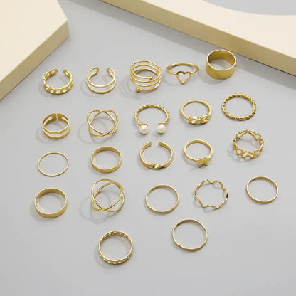 Jewels Galaxy Gold Plated 22 pcs Stackable Rings (Golden)