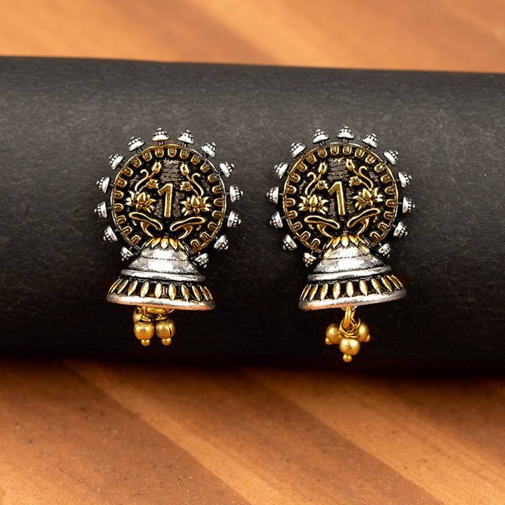 Voylla Gullak Dome Jhumkas (Golden, Silver)