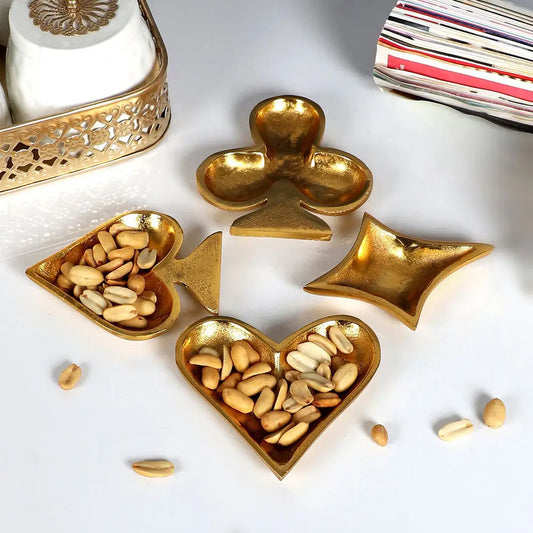 Amaya Decors Aluminium Cards Serving Platter Set (Golden)