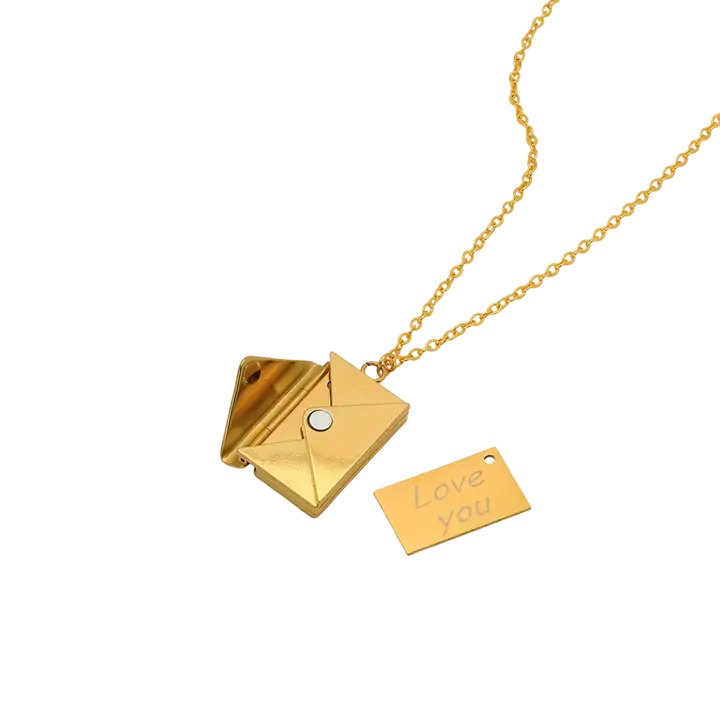 Carlton London Love Letter Envelope Pendant with Chain (Golden)