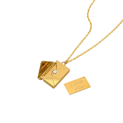 Carlton London Love Letter Envelope Pendant with Chain (Golden)