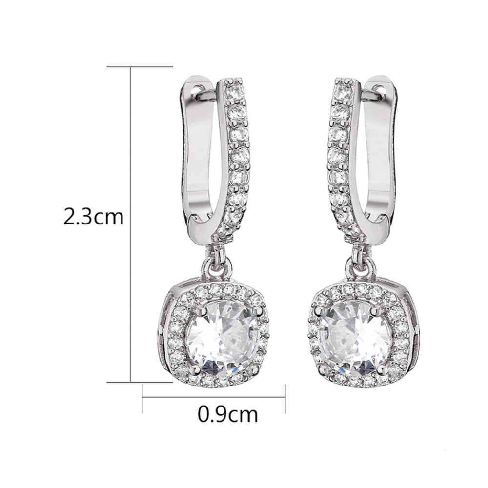 Designs & You AD Studded Crushed Ice Cut Drop Earrings (Silver)