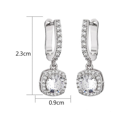 Designs & You AD Studded Crushed Ice Cut Drop Earrings (Silver)