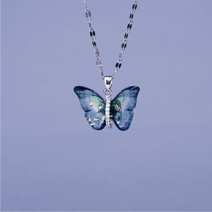Salty Winged Beauty Pendant with Chain (Blue)