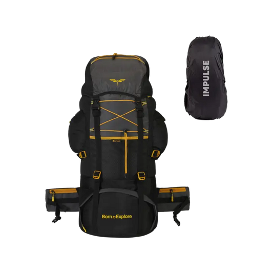 Impulse Banyan Polyester Rucksack with Rain Cover (Grey, Blue)