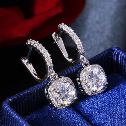 Designs & You AD Studded Crushed Ice Cut Drop Earrings (Silver)