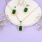 Salty Kiara Advani Green Emerald Contemporary Necklace Set - 18K Gold Plated (Multicolour)