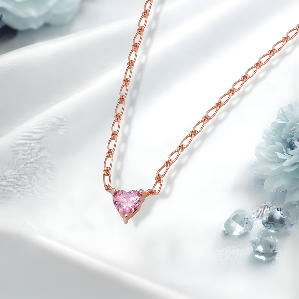 Carlton London Blush Heart Pendant with Chain (Rose Gold)