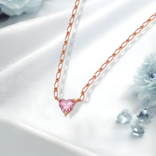 Carlton London Blush Heart Pendant with Chain (Rose Gold)
