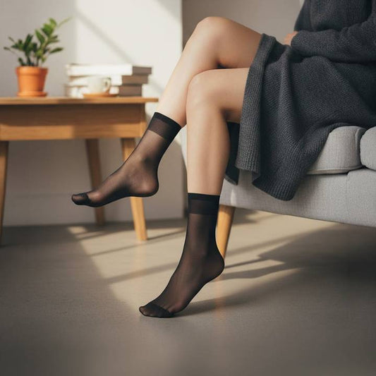 Bonjour Ultra Thin Sheer Ankle Socks (Black, Free Size)